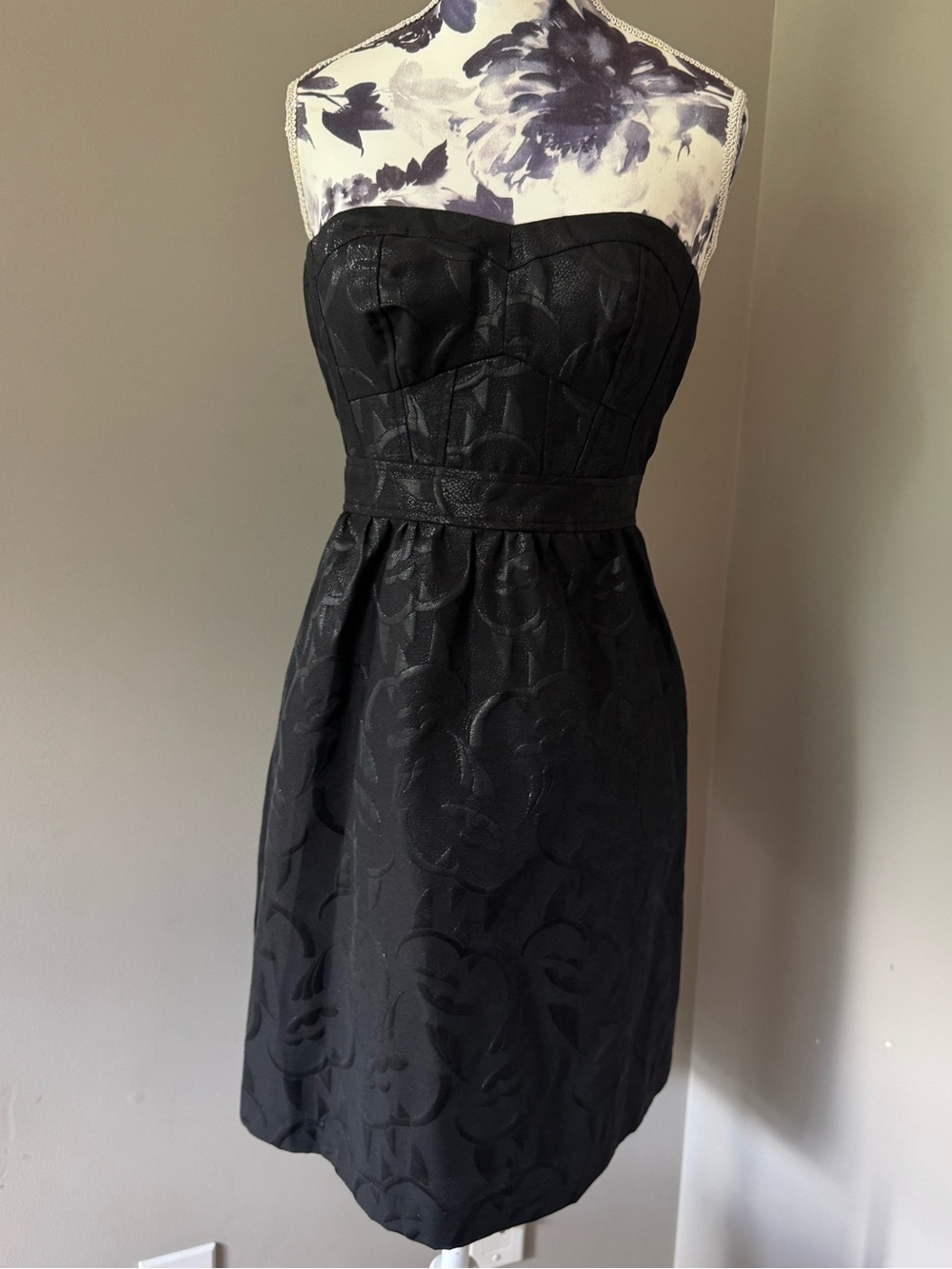 American Eagle Black Strapless Jacquard Cocktail Dress